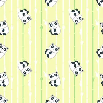 Vector seamless pattern with cute little panda Stock Illustration