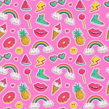 Vector seamless pattern with cute patches. 库存插图