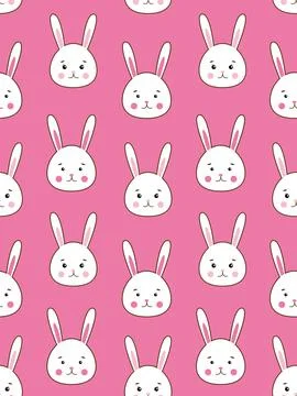 Vector seamless pattern with cute rabbit. Stock Illustration