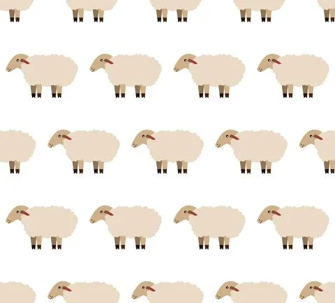 Vector seamless pattern with cute sheep, heart, star and dots. Blue childish  Stock Illustration