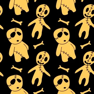 Vector seamless pattern with cute zombies in cartoon style. Halloween backgro Stock Illustration