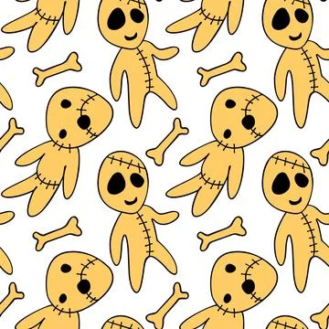 Vector seamless pattern with cute zombies in cartoon style. Halloween backgro Illustrazione stock