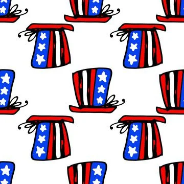 Vector seamless pattern of a cylinder in the colors of the American flag. a hand Stock Illustration