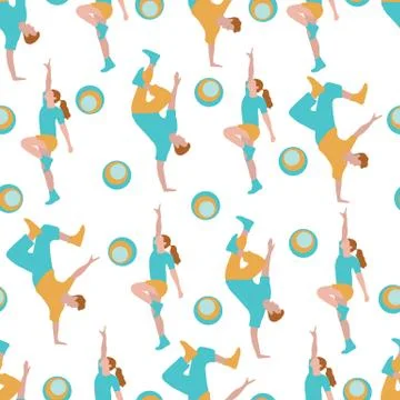 Vector seamless pattern with dancing people Illustrazione stock