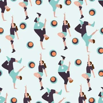 Vector seamless pattern with dancing people Illustrazione stock