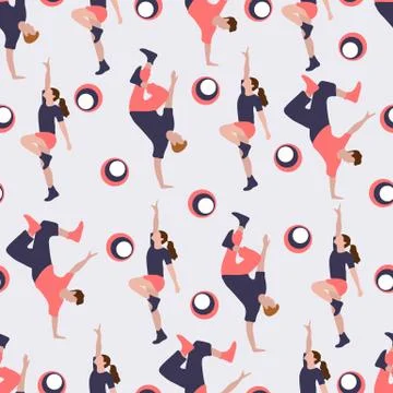 Vector seamless pattern with dancing people Illustrazione stock