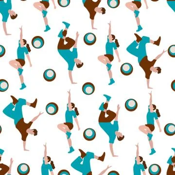 Vector seamless pattern with dancing people Illustrazione stock