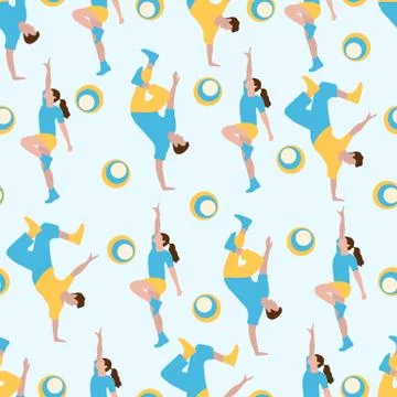 Vector seamless pattern with dancing people Stock Illustration