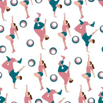 Vector seamless pattern with dancing people Stock Illustration
