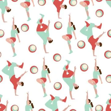 Vector seamless pattern with dancing people Illustrazione stock