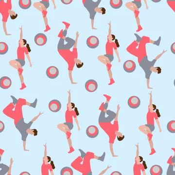 Vector seamless pattern with dancing people Illustrazione stock