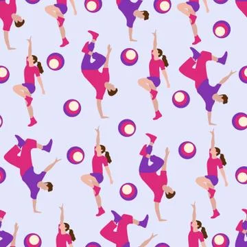Vector seamless pattern with dancing people Illustrazione stock