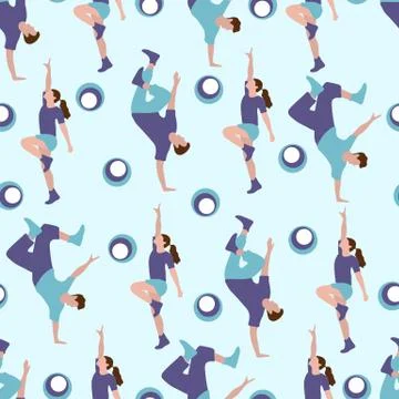 Vector seamless pattern with dancing people Stock Illustration