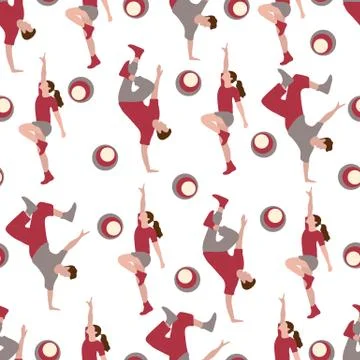 Vector seamless pattern with dancing people Illustrazione stock