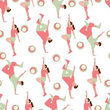 Vector seamless pattern with dancing people Illustrazione stock