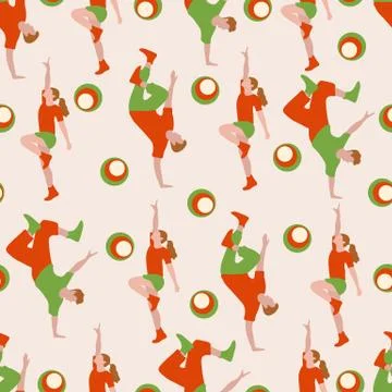 Vector seamless pattern with dancing people Illustrazione stock
