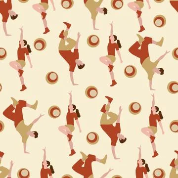 Vector seamless pattern with dancing people Illustrazione stock
