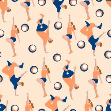 Vector seamless pattern with dancing people Illustrazione stock