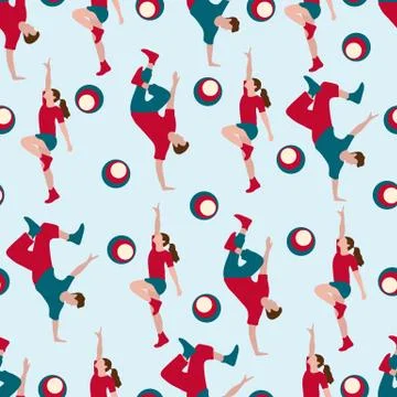 Vector seamless pattern with dancing people Illustrazione stock