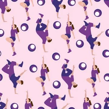 Vector seamless pattern with dancing people Stock Illustration