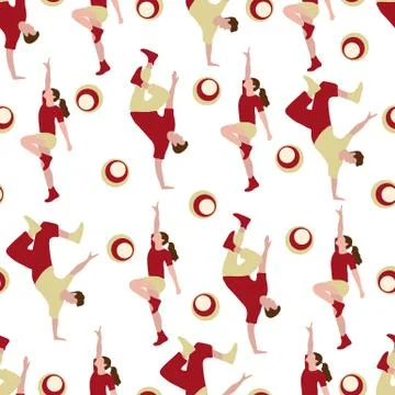Vector seamless pattern with dancing people Illustrazione stock