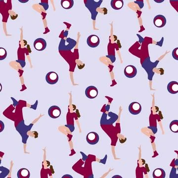 Vector seamless pattern with dancing people Illustrazione stock
