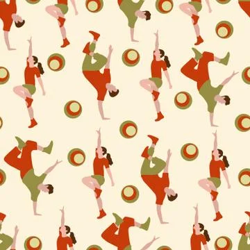 Vector seamless pattern with dancing people Illustrazione stock