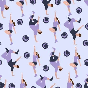 Vector seamless pattern with dancing people Illustrazione stock