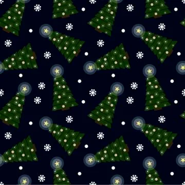 Vector seamless pattern with decoated christmas trees and snowflakes 库存插图