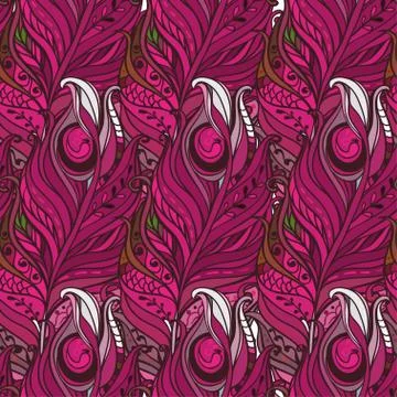 Vector Seamless pattern with decorative feather Illustrazione stock