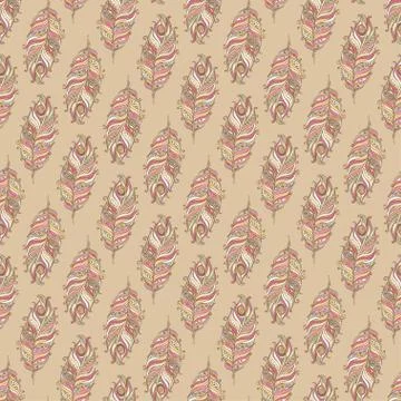 Vector Seamless pattern with decorative feather Stock Illustration