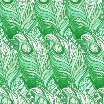 Vector Seamless pattern with decorative feather Illustrazione stock