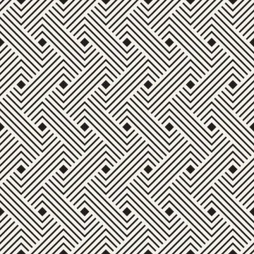Vector seamless pattern. Decorative geometric interlaced lines. Monochrome bold イラスト素材