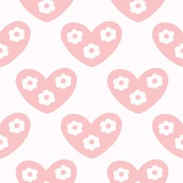 Vector seamless pattern with decorative hearts in a whimsical doodle style Stockillustratie