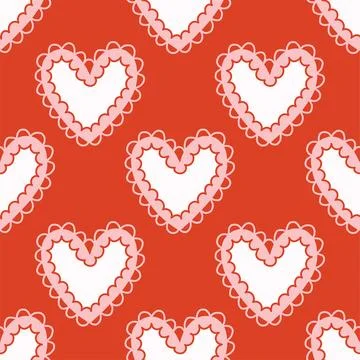 Vector seamless pattern with decorative hearts in a whimsical doodle style Stockillustratie