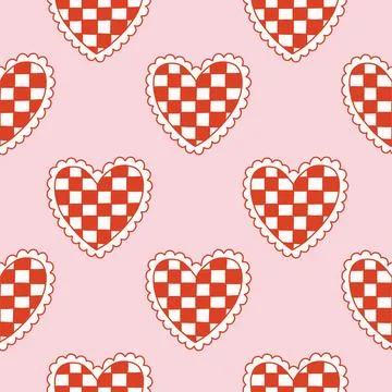 Vector seamless pattern with decorative hearts in a whimsical doodle style Stockillustratie