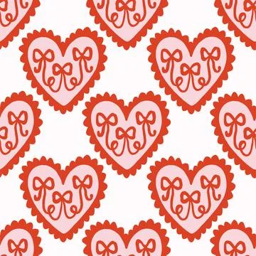 Vector seamless pattern with decorative hearts in a whimsical doodle style Stockillustratie