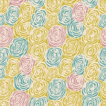 Vector seamless pattern with decorative roses. Stock Illustration
