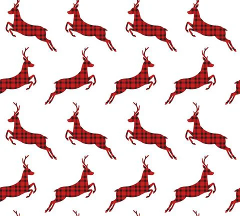 Vector seamless pattern of deer checkered texture Stock Illustration