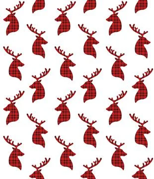 Vector seamless pattern of deer checkered plaid Stock Illustration