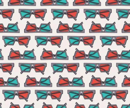 Vector seamless pattern design with 3d glasses Stock Illustration