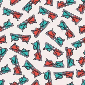 Vector seamless pattern design with 3d glasses Stock Illustration