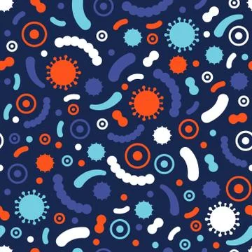 Vector seamless pattern design with abstract viruses Stock Illustration