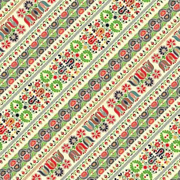 Vector seamless pattern design inspired by traditional Hungarian embroidery Stock Illustration