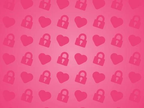 Vector seamless pattern design of padlocks and hearts in shades of pink Illustrazione stock
