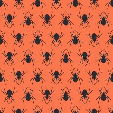 Vector seamless pattern design with spiders Stock Illustration
