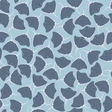 Vector seamless pattern with devilfish.Underwater cartoon creatures.Marine Illustrazione stock