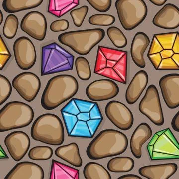 Vector seamless pattern of diamonds and  rock stones Illustrazione stock