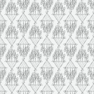 Vector Seamless Pattern with Different Dream Catcher Amulet.Can Stock Illustration