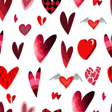 Vector seamless pattern different hearts Stock-Illustration